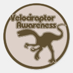 Velociraptor Awareness Round Stickers