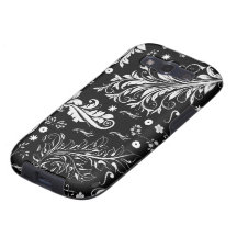 Venetian Ornament Antique Damask Black, White Galaxy S3 Covers