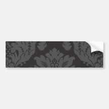 Venetian Ornament Antique Damask Grey, Black Bumper Stickers