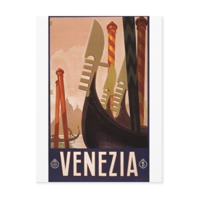 Venezia travel poster 1920 Venice, Italy Postcards