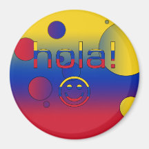 Venezuelan Gifts : Hello / Hola + Smiley Face Refrigerator Magnet