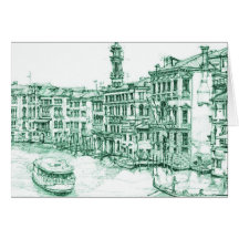 Venice in green ink card