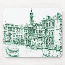 Venice in green ink mouse pad