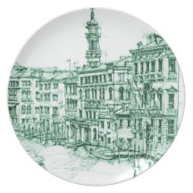 Venice in green ink plate
