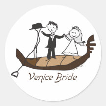 Venice Italy Bride Round Sticker