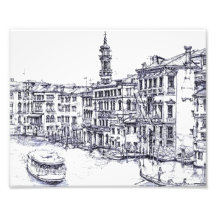 Venice, Italy, in ink Art Photo