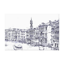 Venice, Italy, in ink Canvas Print