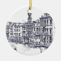 Venice, Italy, in ink Christmas Ornament