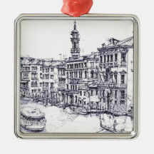 Venice, Italy, in ink Christmas Tree Ornament