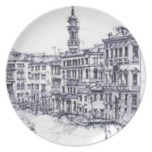 Venice, Italy, in ink Plates