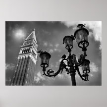 Venice San Marco Tower and Street Light Print