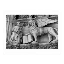 VENICE WINGED LION B/W POST CARD