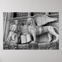 VENICE WINGED LION B/W POSTER