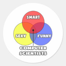 Venn Diagram .. Computer Scientists Round Sticker