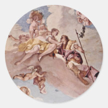 Venus And Adonis By Ricci Sebastiano (Best Quality Round Sticker