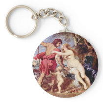 Venus And Adonis By Rubens Peter Paul Key Chain