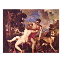 Venus And Adonis,  By Tizian (Best Quality) Custom Invitations
