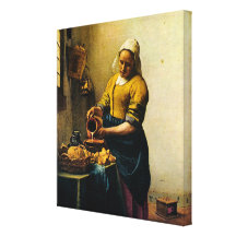 Vermeer's Maidservant Pouring Milk (circa 1660) Stretched Canvas Prints