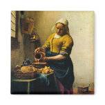 Vermeer's Maidservant Pouring Milk (circa 1660) magnets