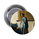 Vermeer's Woman in Blue Reading a Letter ca.1665 Button