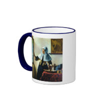 Vermeer's Young Woman with a Water Pitcher ca 1665 Mugs