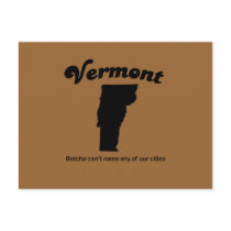 Vermont - Betcha cant name our cities Post Card