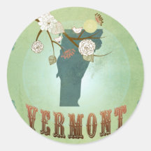 Vermont Modern Vintage State Map – Green Sticker