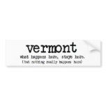'VERMONT' WHAT HAPPENS HERE STAYS HERE FUNNY bumper stickers