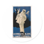 Vermouth Blanc Vintage Drink Ad Art Round Stickers
