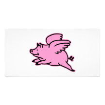 Very Cute Flying Pink Pig Photo Cards