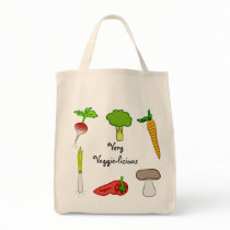 Very Veggie Vegetables Broccoli Radish Carrot Art Tote Bags