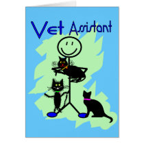 Vet Assistant Stick Person With Black Cats Greeting Card