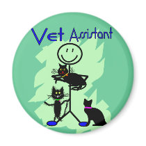 Vet Assistant Stick Person With Black Cats Refrigerator Magnet