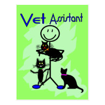Vet Assistant Stick Person With Black Cats Post Card