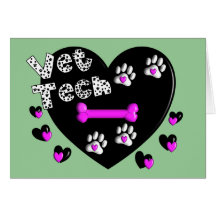 Vet Tech BLACK AND WHITE HEARTS Greeting Card