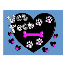 Vet Tech BLACK AND WHITE HEARTS Postcard