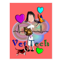 Vet Tech Gifts Unique Embossed Style Graphics Postcard