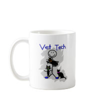 Vet Tech Stick Person With Black Cats Coffee Mug