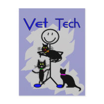 Vet Tech Stick Person With Black Cats Post Cards