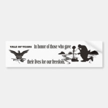 Veteran Memorial Vale of Tears Remembrance Bumper Stickers