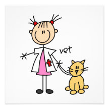 Veterinarian Stick Figure Personalized Announcements