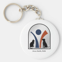 Veterinary Animal Logo with Cat and Dog Keychain