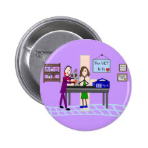 Veterinary Gifts "The Vet Is In" Pinback Button