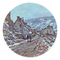 Vétheuil Road In Winter By Claude Monet Round Sticker