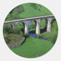 Viaduct, Monsal Dale, Peak District, Derbyshire, U Round Stickers