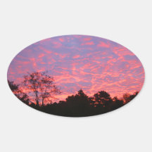 Vibrantly Pink Sunrise Oval Stickers
