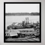 Vicksburg, MS Levee and Steamboats 1864 Print
