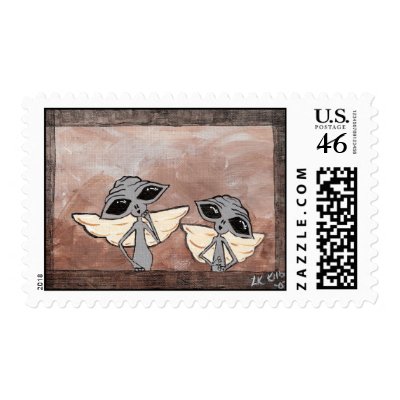 Victorian Aliens Postage Stamp by Quantum_Art_Nerd