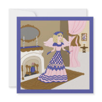 Victorian Angel Blue and Pink Singing by Fireplace