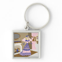 Victorian Angel Blue and Pink Singing by Fireplace